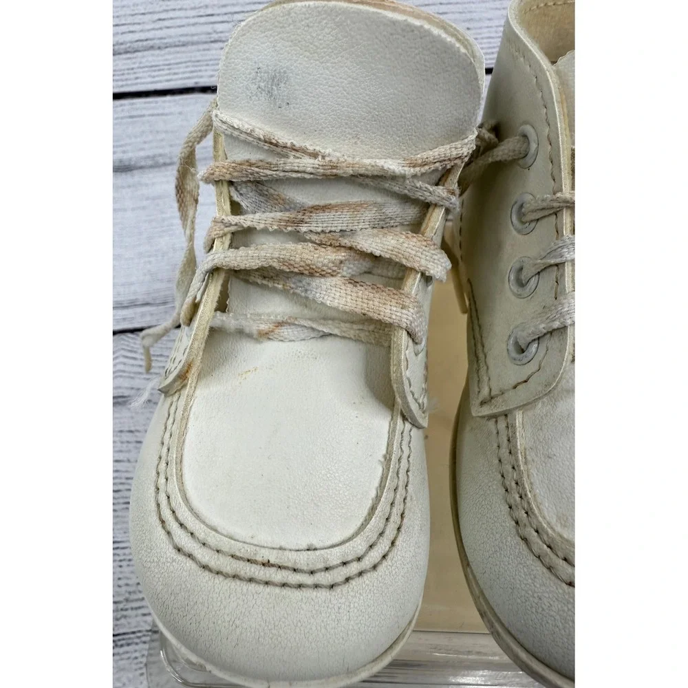 Vintage Toys R Us‎ Size 4, 10 to 12 Months White Leather Baby Crib Shoes Trainer
